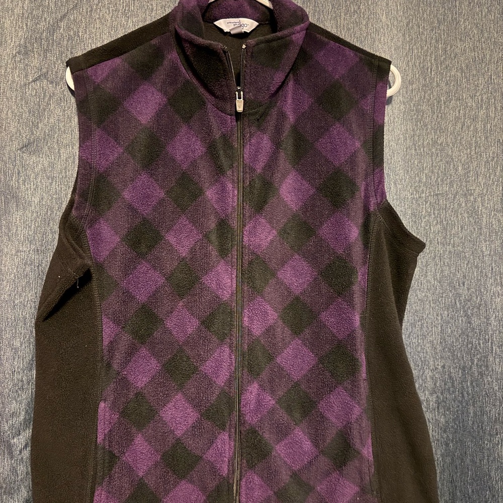 Indigo Purple and Black Checkered Vest